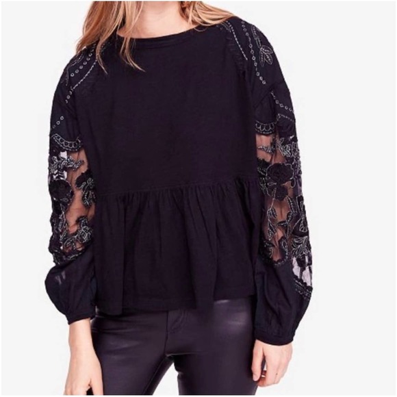 Free People Embroidered Penny Tee Sz S - Picture 3 of 9